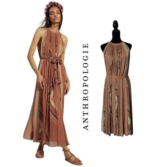 Anthropologie x Nikita Mhaisalkar Abstract Halter Boho Maxi Dress Small Petite