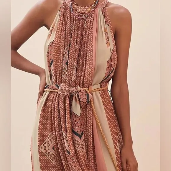Anthropologie x Nikita Mhaisalkar Abstract Halter Boho Maxi Dress Small Petite