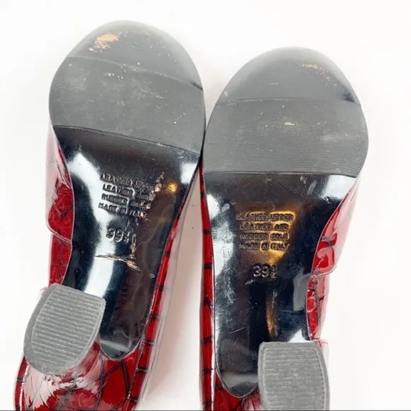 Anyi Lu Croc Embossed Red Patent Leather Pumps 39.5/9.5US