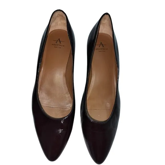 Aquatalia womens raspberry leather heels shoes size 8