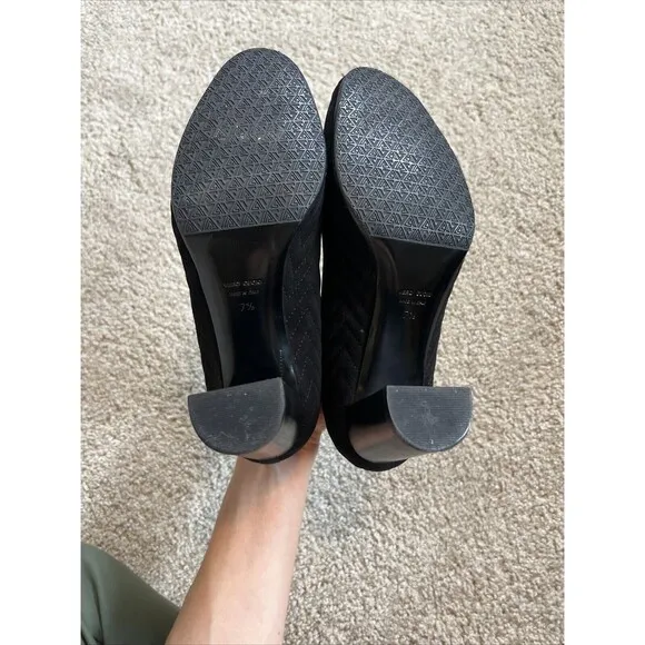 Aquatalia Women's Suede Slip on Block Heel Shoes Black sz 7.5 Vera Cuoio