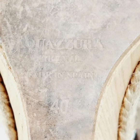 Aquazzura Amazon Leather Cream Tan Rope and Wood Evening Wedge Sandals B366