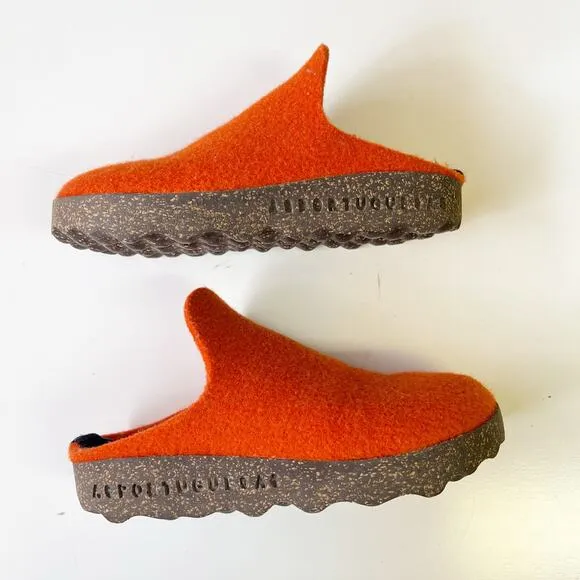 Asportuguesas Come Slip On Merino Wool Shoes Felt Artsy Clogs Orange Size 35 / 5