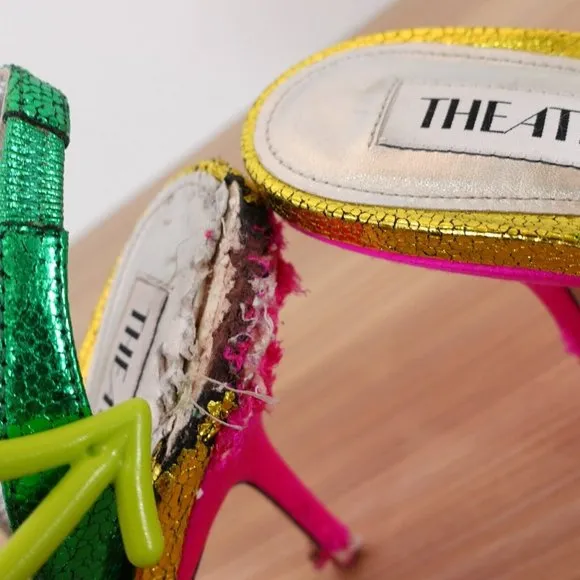 Attico Shoes 37 Pump Embellished Heels Crystal Sling Chandelier Party Mara $1285