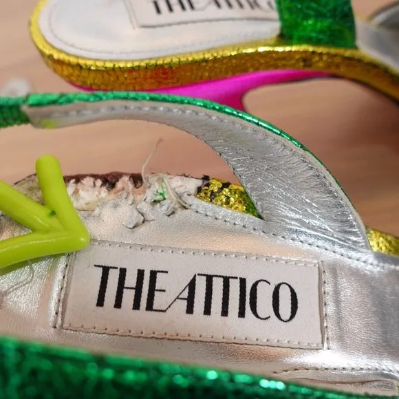 Attico Shoes 37 Pump Embellished Heels Crystal Sling Chandelier Party Mara $1285