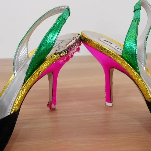 Attico Shoes 37 Pump Embellished Heels Crystal Sling Chandelier Party Mara $1285