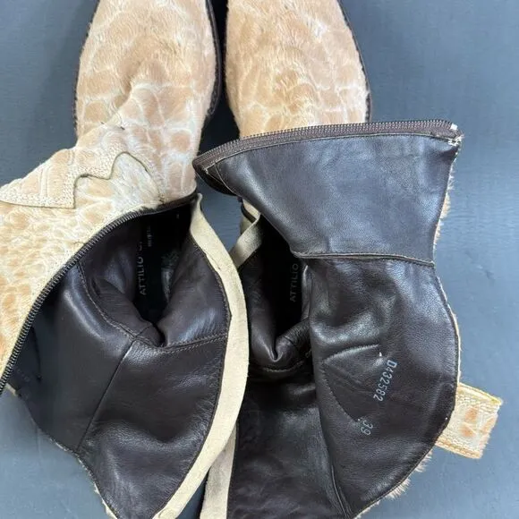 Attilio Giusti Leombruni animal skin Boots shoes women size 8.5 (39)