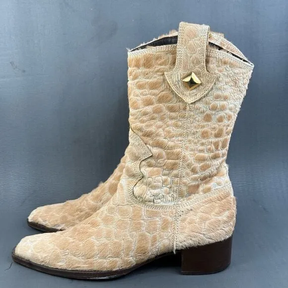 Attilio Giusti Leombruni animal skin Boots shoes women size 8.5 (39)
