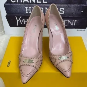 AUTHENTIC FENDI pink calfskin leather heels/ pumps &lt;VALENTINE&gt;
