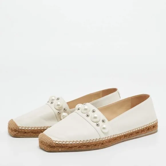Authentic Jimmy Choo Off White Embellished Flats