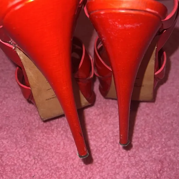 Authentic YSL fire red pumps