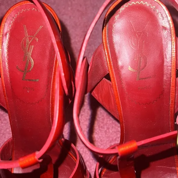 Authentic YSL fire red pumps