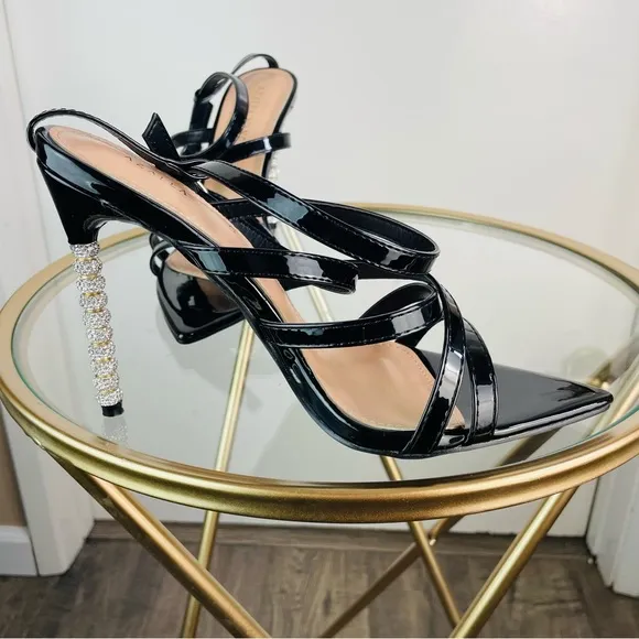 Azalea Wang High Heels Sandals Adjustable Straps 5” Black Party Cocktail New
