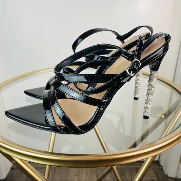 Azalea Wang High Heels Sandals Adjustable Straps 5” Black Party Cocktail New