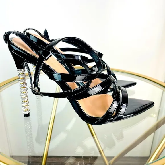 Azalea Wang High Heels Sandals Adjustable Straps 5” Black Party Cocktail New