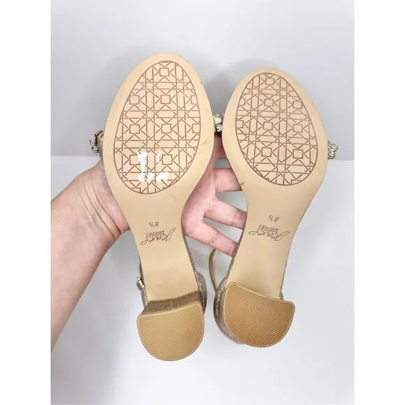 Badgley Mischka Evening Sandals Size 8.5 Champagne Ankle Strap Daylaan Heels