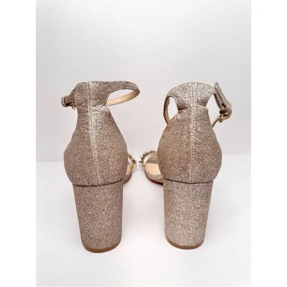 Badgley Mischka Evening Sandals Size 8.5 Champagne Ankle Strap Daylaan Heels