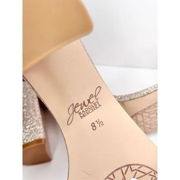 Badgley Mischka Evening Sandals Size 8.5 Champagne Ankle Strap Daylaan Heels