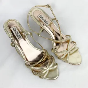 Badgley Mischka Gold Metallic Evening Wedding Heels Sandals sz 8.5