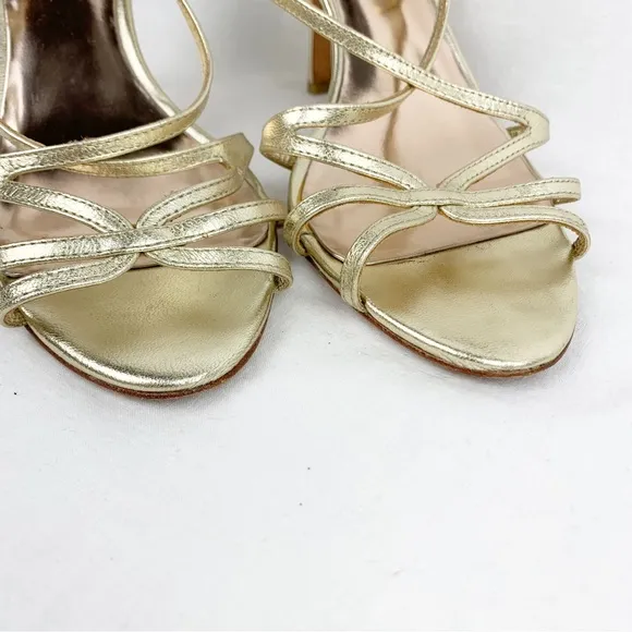 Badgley Mischka Gold Metallic Evening Wedding Heels Sandals sz 8.5