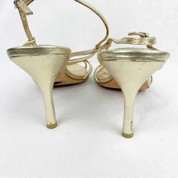 Badgley Mischka Gold Metallic Evening Wedding Heels Sandals sz 8.5