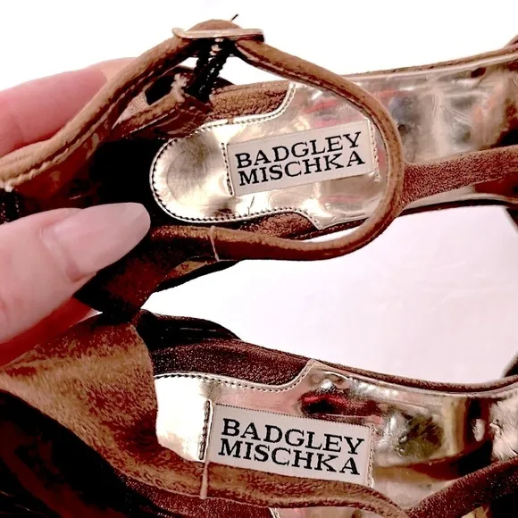 Badgley Mischka heels, metallic bronze size 8