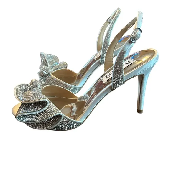 Badgley Mischka Remi Rhinestone Bow  Statement Evening Sandals NEW Size 5