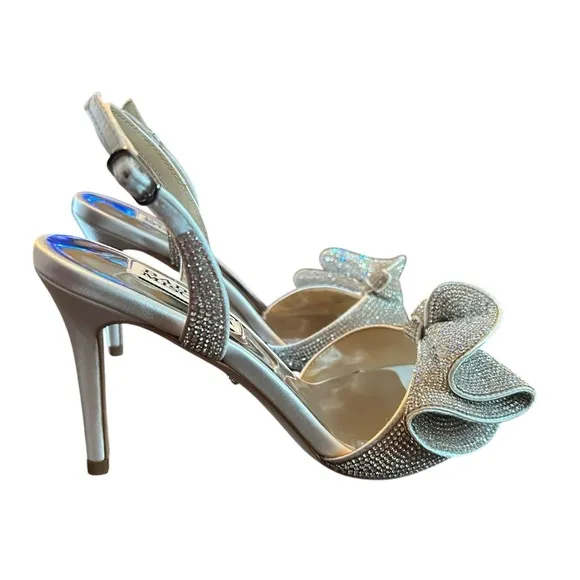 Badgley Mischka Remi Rhinestone Bow  Statement Evening Sandals NEW Size 5