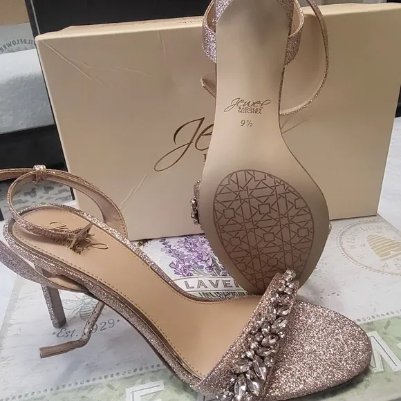 Badgley Mischka Rose Gold Sandals, Dallyce Ankle Strap Stiletto Sandal