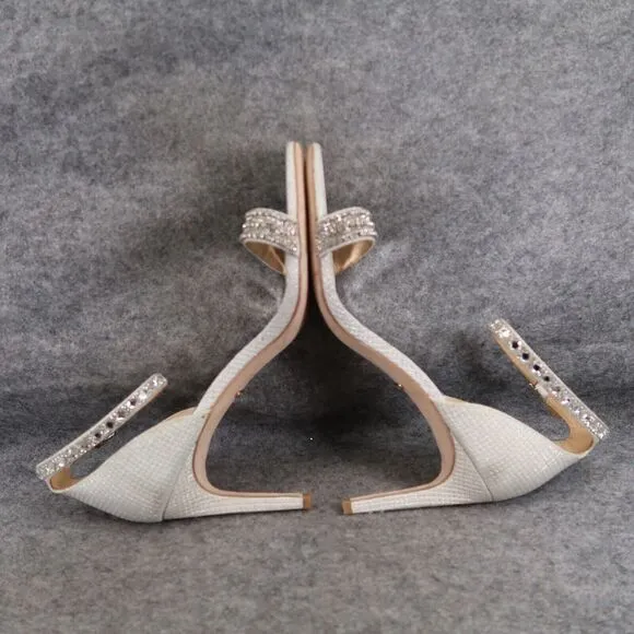 Badgley Mischka Shoes Womens 10 Pump Heels Formal Evening Ankle Strap Rhinestone