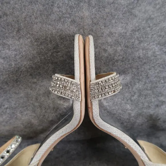 Badgley Mischka Shoes Womens 10 Pump Heels Formal Evening Ankle Strap Rhinestone