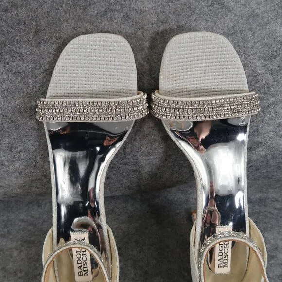 Badgley Mischka Shoes Womens 10 Pump Heels Formal Evening Ankle Strap Rhinestone