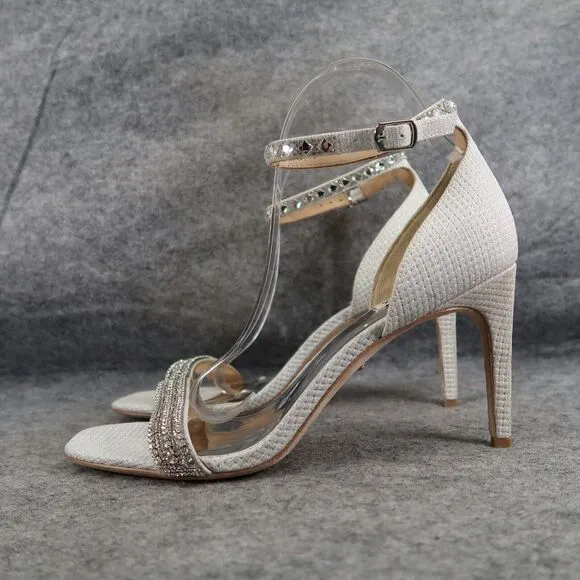 Badgley Mischka Shoes Womens 10 Pump Heels Formal Evening Ankle Strap Rhinestone