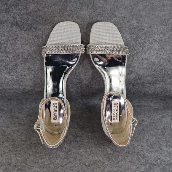 Badgley Mischka Shoes Womens 10 Pump Heels Formal Evening Ankle Strap Rhinestone