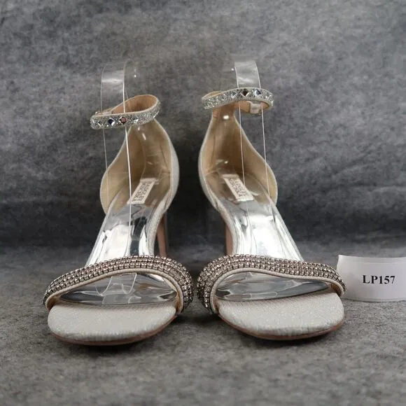 Badgley Mischka Shoes Womens 10 Pump Heels Formal Evening Ankle Strap Rhinestone