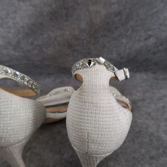 Badgley Mischka Shoes Womens 10 Pump Heels Formal Evening Ankle Strap Rhinestone