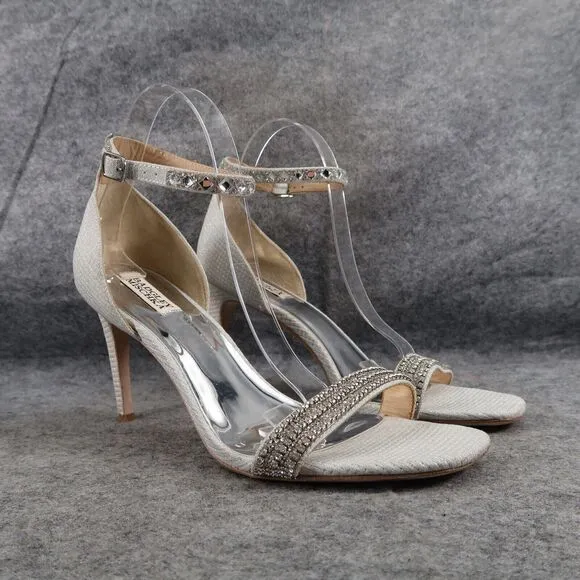 Badgley Mischka Shoes Womens 10 Pump Heels Formal Evening Ankle Strap Rhinestone
