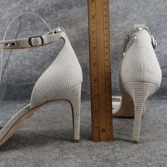 Badgley Mischka Shoes Womens 10 Pump Heels Formal Evening Ankle Strap Rhinestone