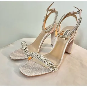 Badgley Mischka Tasmine Tall Evening Sandals Blush Pink Women's size 10
