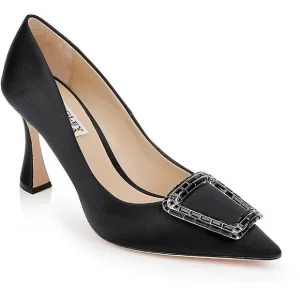 Badgley Mischka Womens Aubree Black Velvet Pointed Toe Dressy Pumps Shoes New
