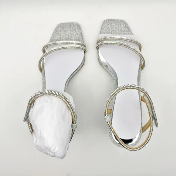 Badgley Mischka Womens Unity Wedge Heels US 6 EU 36.5 Silver Embellished NIB