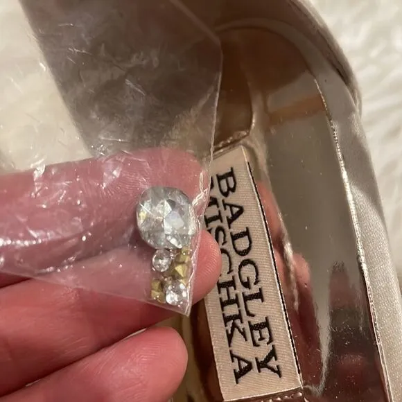 Badgley Mischka Cream Abigail Evening Wedge Sandals