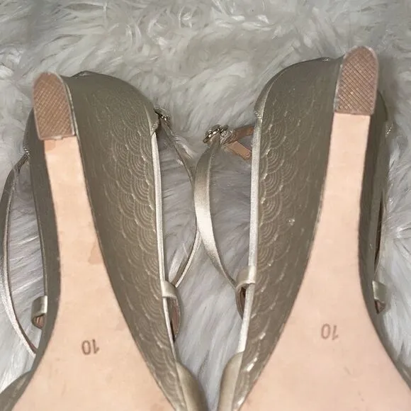 Badgley Mischka Cream Abigail Evening Wedge Sandals