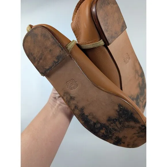 Bali Elf Handmade Native Leather Ballet Flats Shoes Brown Women's Size 11