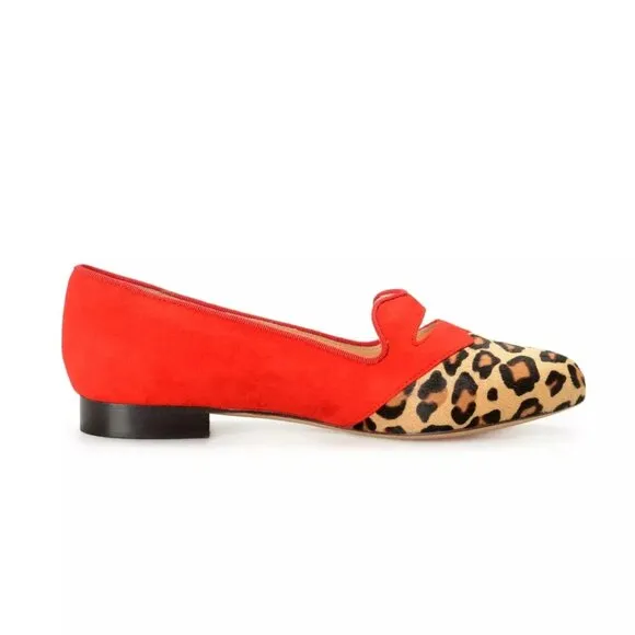 Ballet Flats Charlotte Olympia Girls RED Pony Hair Leather Shoes