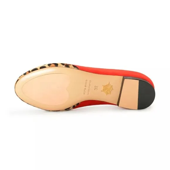 Ballet Flats Charlotte Olympia Girls RED Pony Hair Leather Shoes