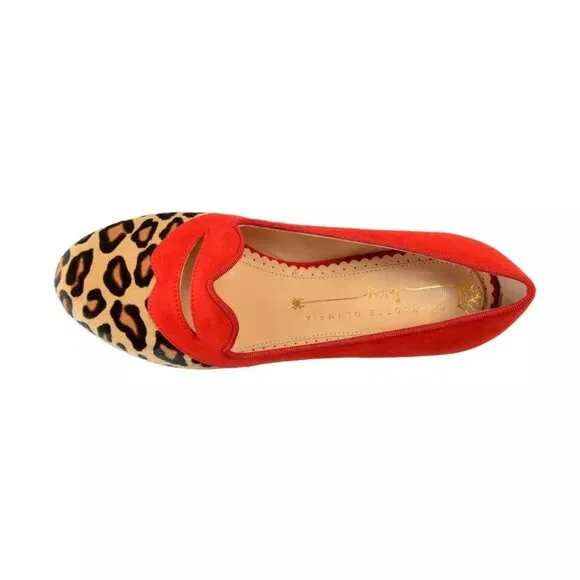 Ballet Flats Charlotte Olympia Girls RED Pony Hair Leather Shoes