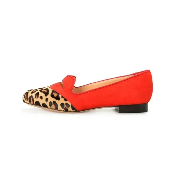 Ballet Flats Charlotte Olympia Girls RED Pony Hair Leather Shoes