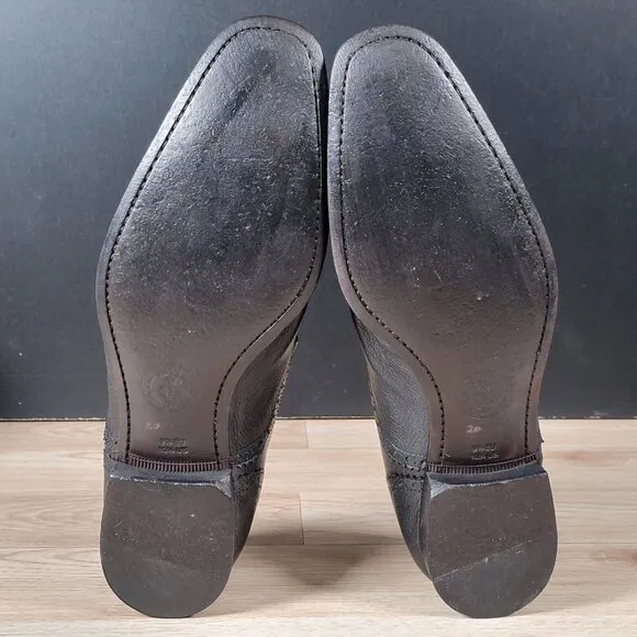 Bally Daumal Tassel Loafer Shoes Men Size 10.5 D Black Brogue Pebbled Leather
