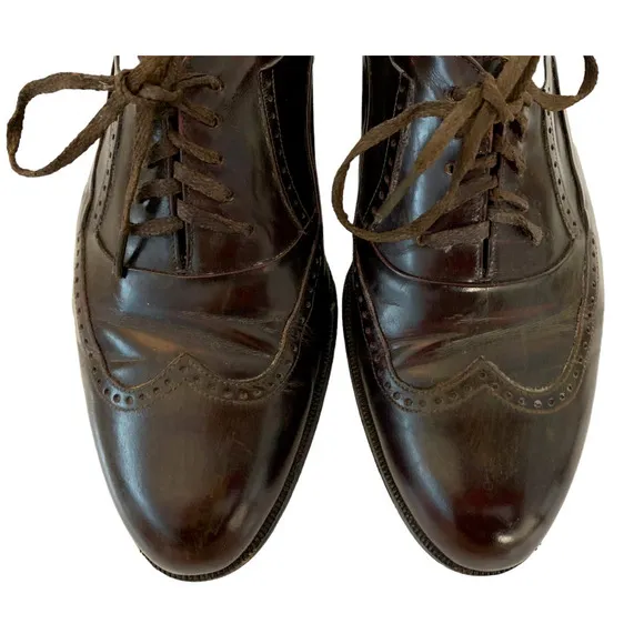 Bally Men's 8 Brown/Burgundy Marcel Lace Up Wingtip Leather Shoes Italy